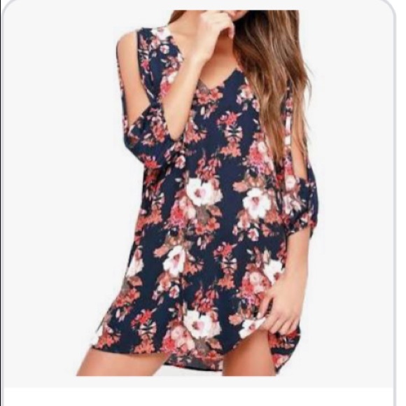 🌸 NWOT Lulu's Dresses | Lulus SHIFTING Dears Navy Blue Floral Shift Dress🌸 - Picture 4 of 11